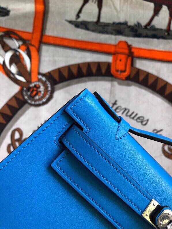 에르메스 미니 켈리백22 블루 은장 스위프트